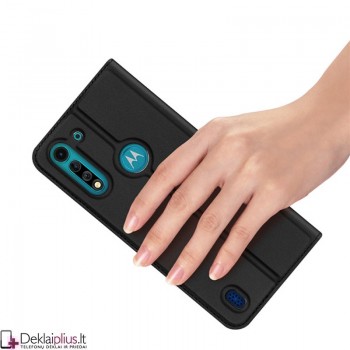 Dux Ducis dirbtinės odos atverčiamas dėklas - juodas (Motorola Moto G8 Power Lite)